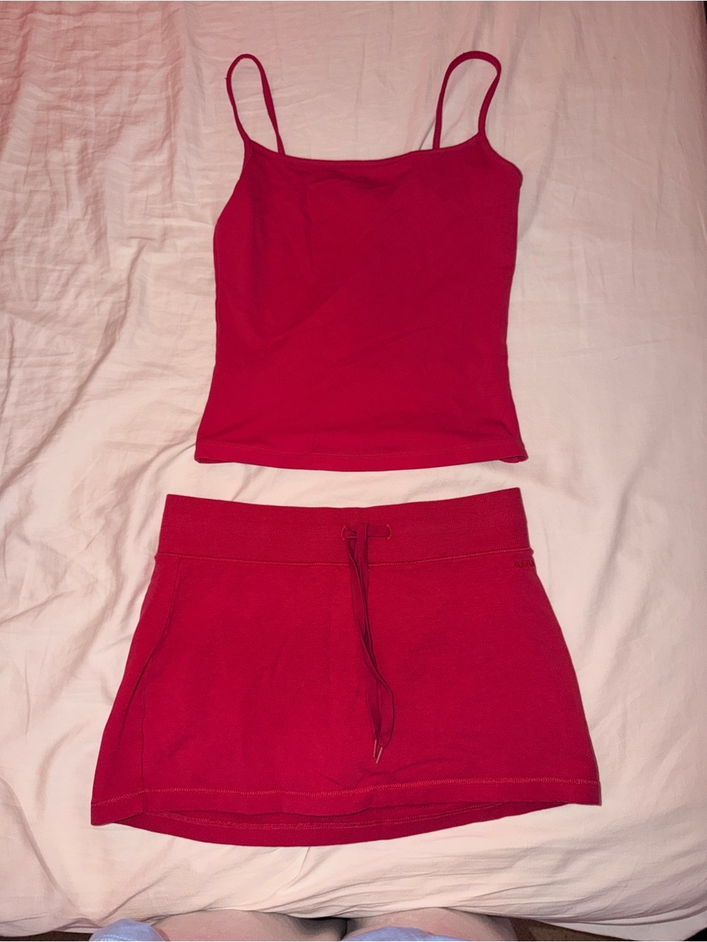Garage Hot Pink Mini Skirt and Scoop neck top.